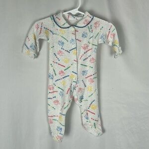 Vintage White Love is Mother Snap Up Footed Pajamas -Size 0-3 Months